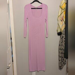Victoria's Secret Light Pink Semi Sheer Ribbed Modal Knit Midi Dress